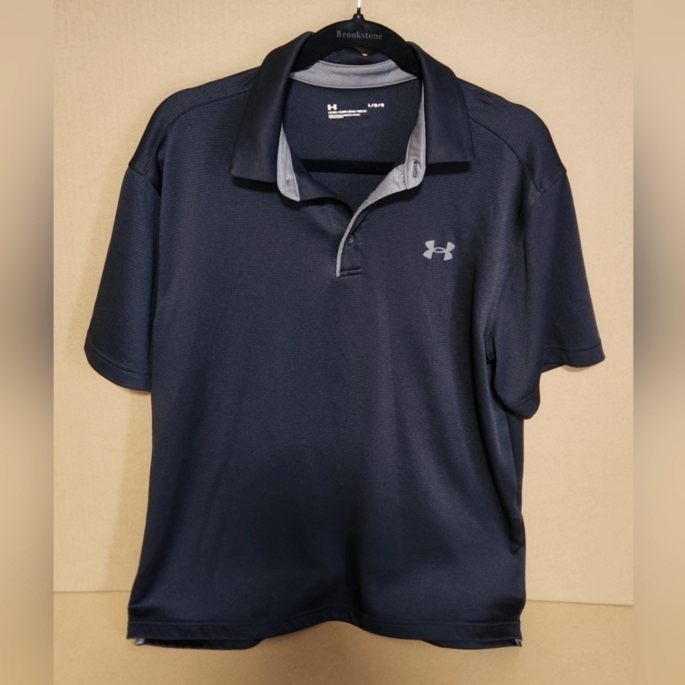 LN Under Armour Men's Heat Gear Black Loose Polo Shirt SZ L NWOT